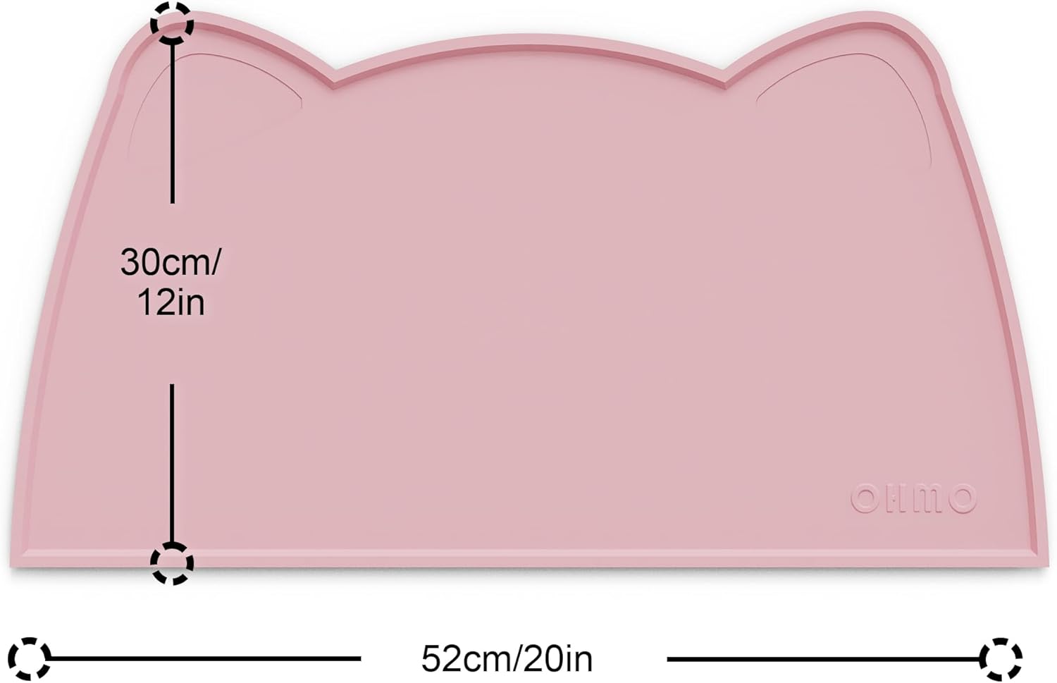 OHMO - Cat Food Mat, Silicone Pet Feeding Mat for Floor Non-Skid Waterproof Dog Water Bowl Tray, Easy to Clean Pet Placemat (Pink, 20 * 12'')