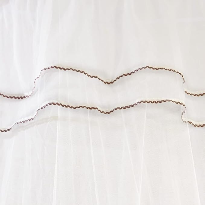 Breathable Round Canopy Lace Princess Net Bed Curtain Netting (White)