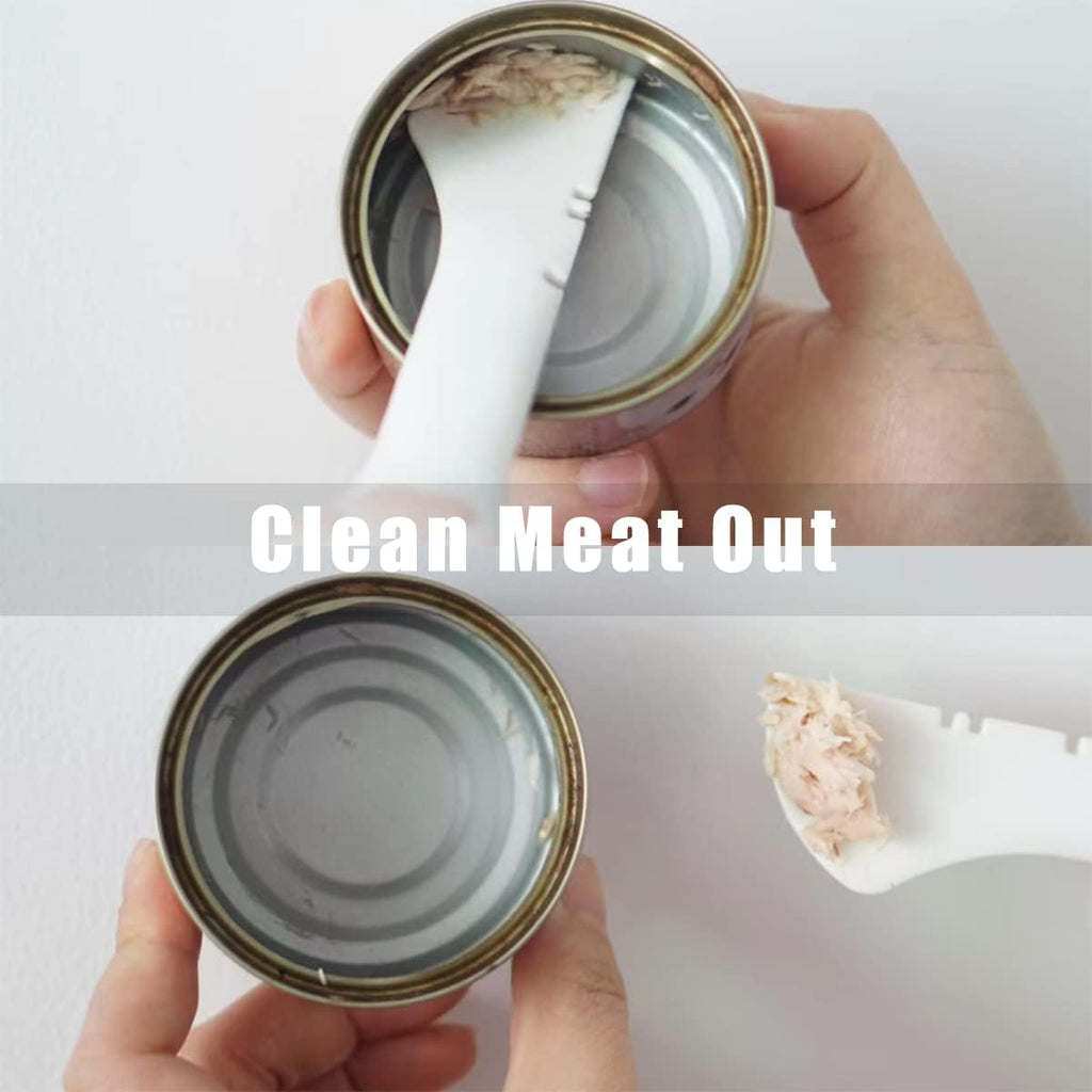 Meow&Woof Cute Cat Pet Can Food Cover with Spoon - One Lid and One Spoon Pack (White&Pink)