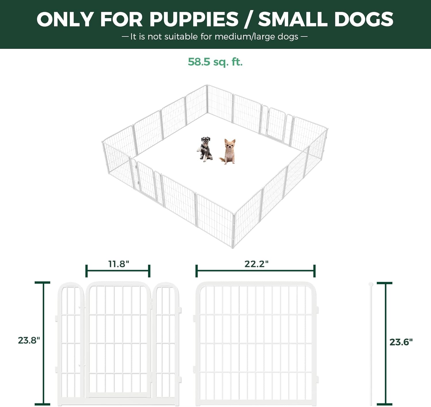 FXW Homeplus Unleashed Indoor Dog Playpen - Stress-Free and Safe Play, Heavy Duty 24 Inch 16 Wire Panels Dog Pen for Puppy and Small Dogs, White│Patented