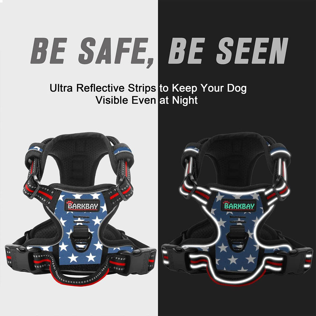 BARKBAY No Pull Dog Harness Front Clip Heavy Duty Reflective Easy Control Handle for Large Dog Walking(Star,M)