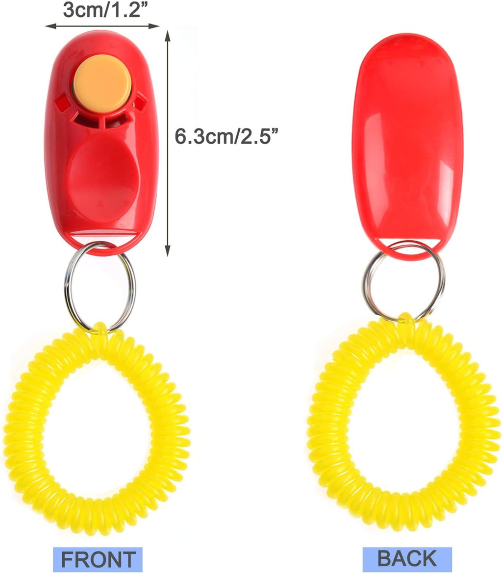 Coolrunner 7pcs 7 Color Universal Animal Pet Dog Training Clicker with Wrist Bands Strap, Assorted Color Dog Clickers for Pet Dog Training & Obedience Aid