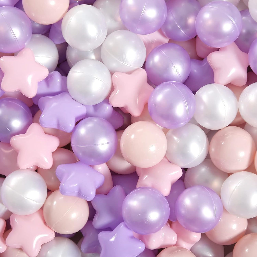 GOGOSO Pink and Purple Star Pit Balls for GirlsToddlers for Playhouse, Baby Pool, Play Ball Fun Centers, for Babies, Kids, Toddlers 1-3, Phthalate Free BPA Free