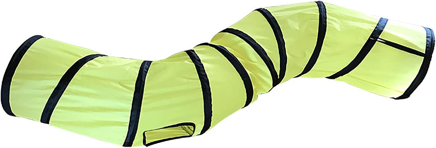 iCAGY Cat Tunnel for Indoor Cats Interactive, Rabbit Tunnel Toys, Pet Toys Play Tunnels for Cats Kittens Rabbits Puppies Crinkle Pop Up Yellow 47" Shape S