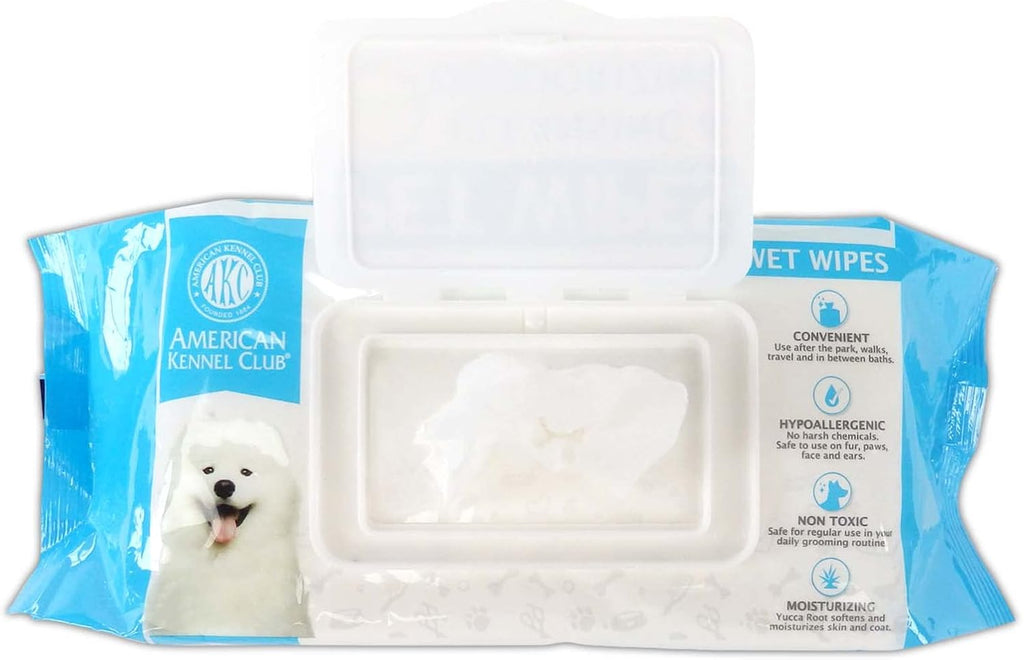 AKC Dog Wipes for Cleansing & Deodorizing Great for Face, Ears, Paws, Body, & Butt - Lavender Scented - 100pk