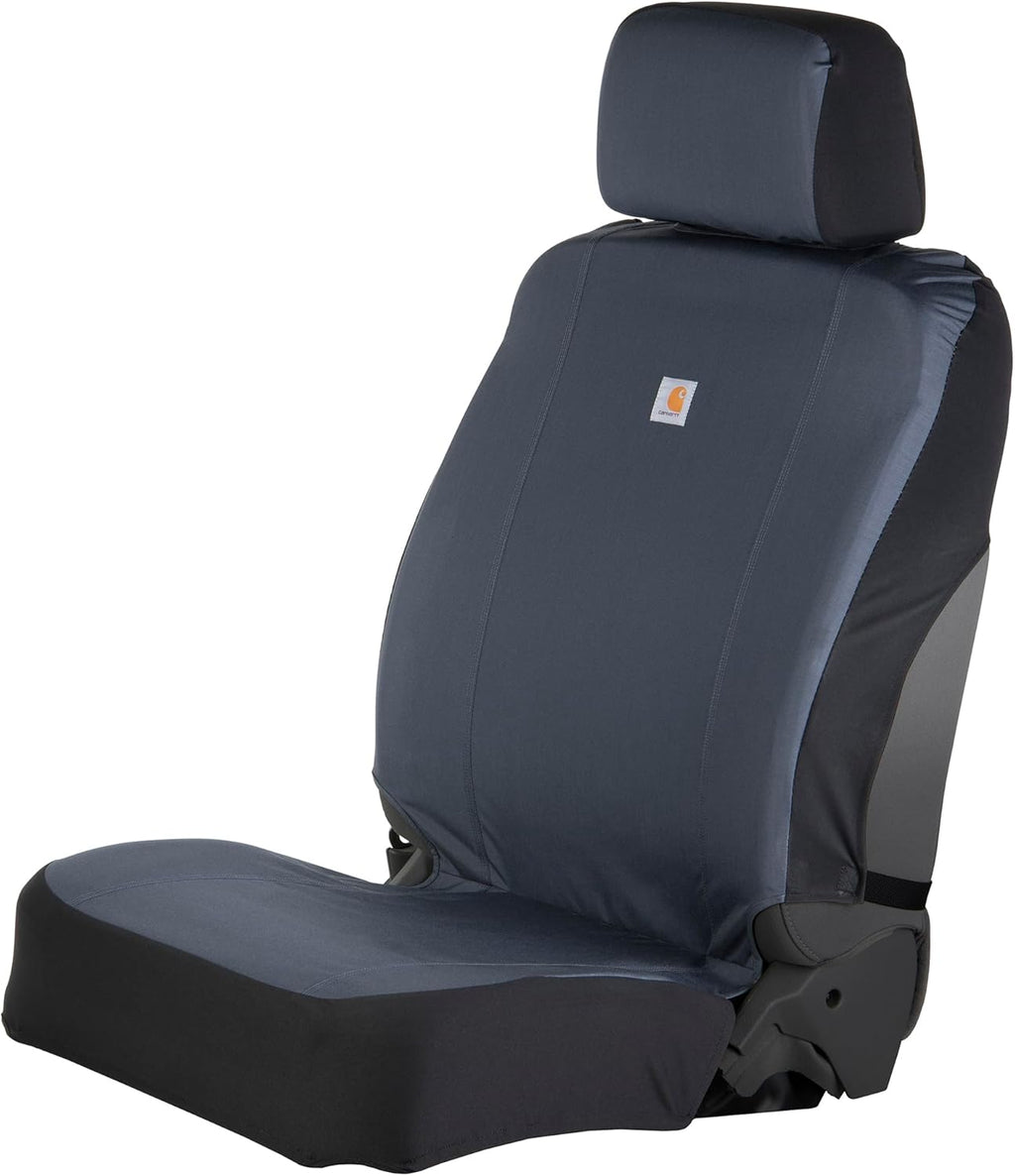 Carhartt Universal Nylon Duck Canvas Fitted Bucket Seat Cover, Durable Seat Protection with Rain Defender, Single, Bluestone