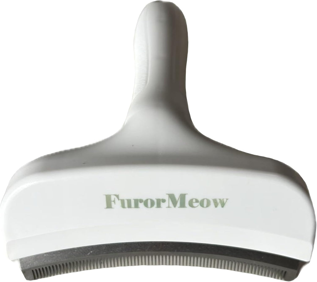 Pet Deshedding Tool with Curve Blade, Cat Grooming Brush, Tight V-shaped Teeth Shedding Comb for Cats and Dogs (White, Large)