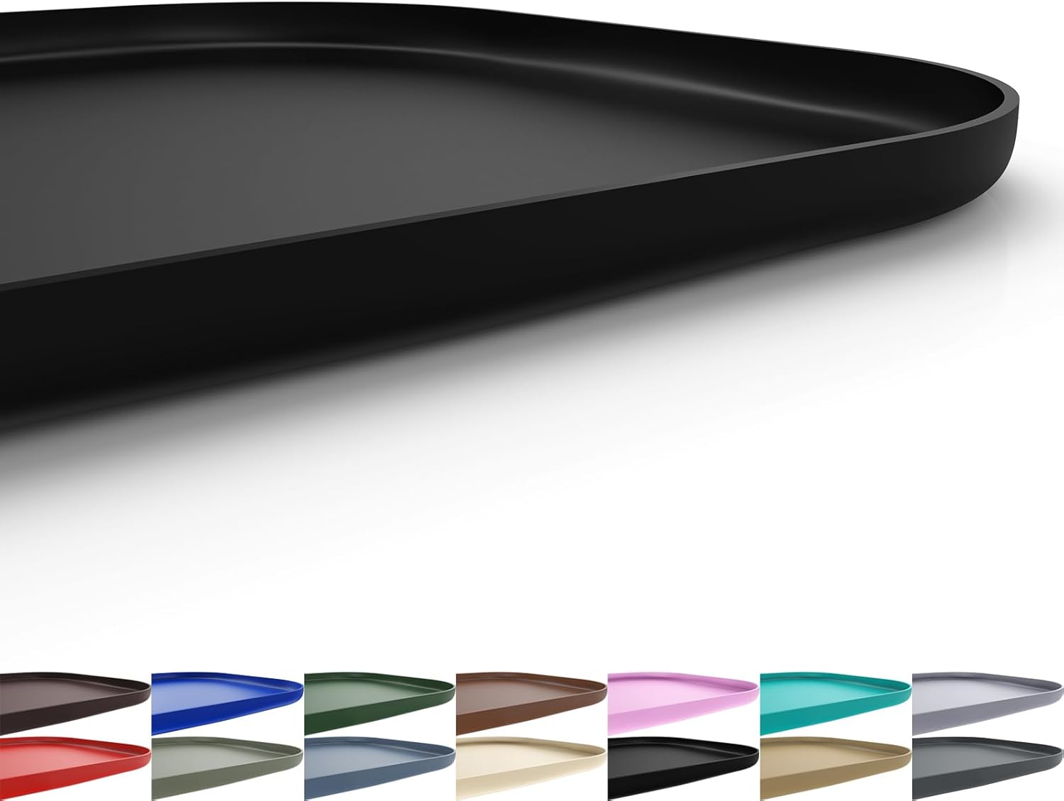 Silicone Pet Feeding Mat with Raised Edge for Food and Water, Dog Bowl Mats, Cat Bowls Placemat with High Lip for Floor Waterproof, Rubber Tray for Cats and Dogs 24 x 16 x0.8 Black