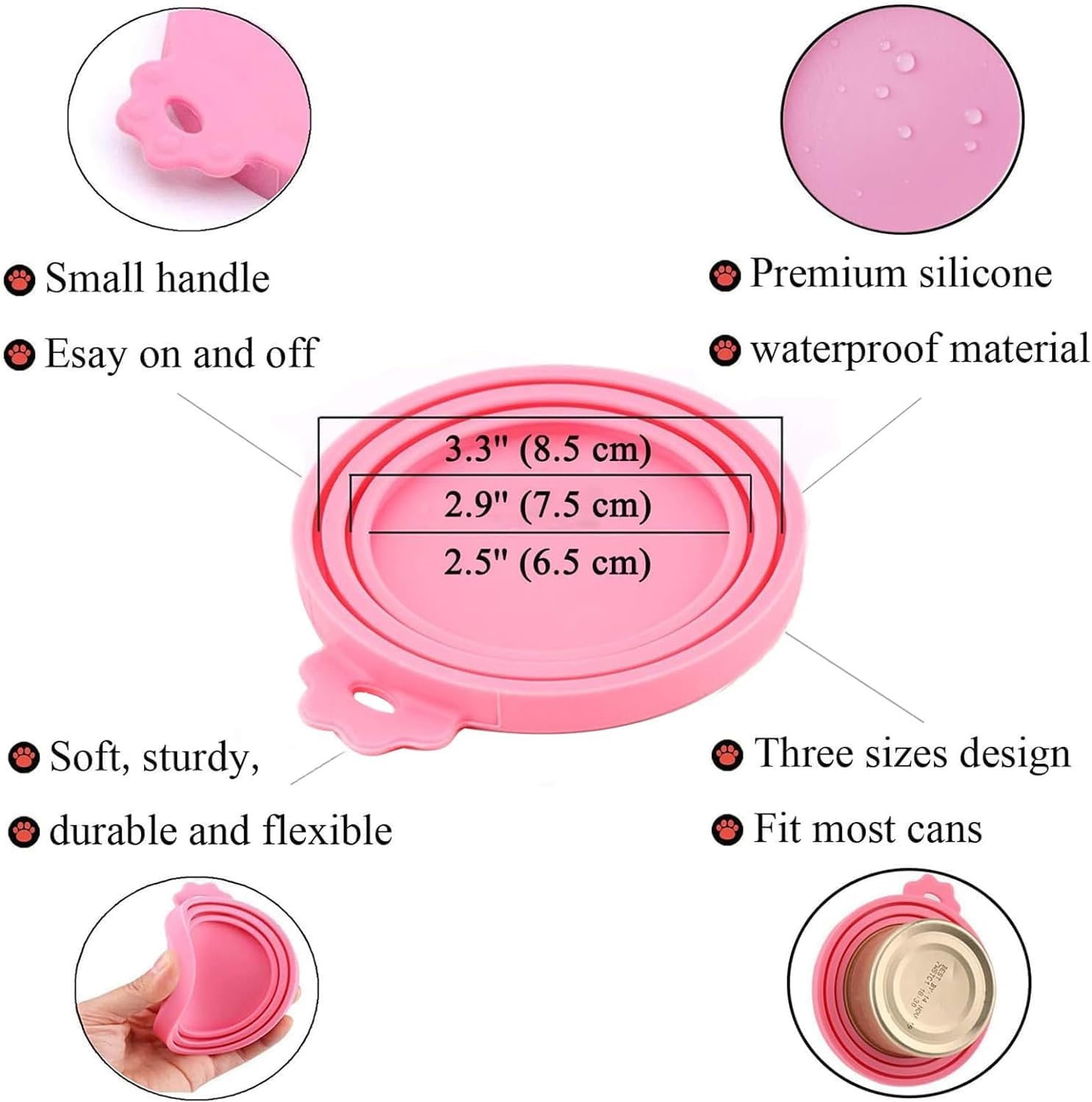Can Lids/Universal BPA Free Silicone Pet Can Cover Lids for Dog and Cat Food/One Can Cap Fit Most Standard Size Canned Dog Cat Food（4 Pack）