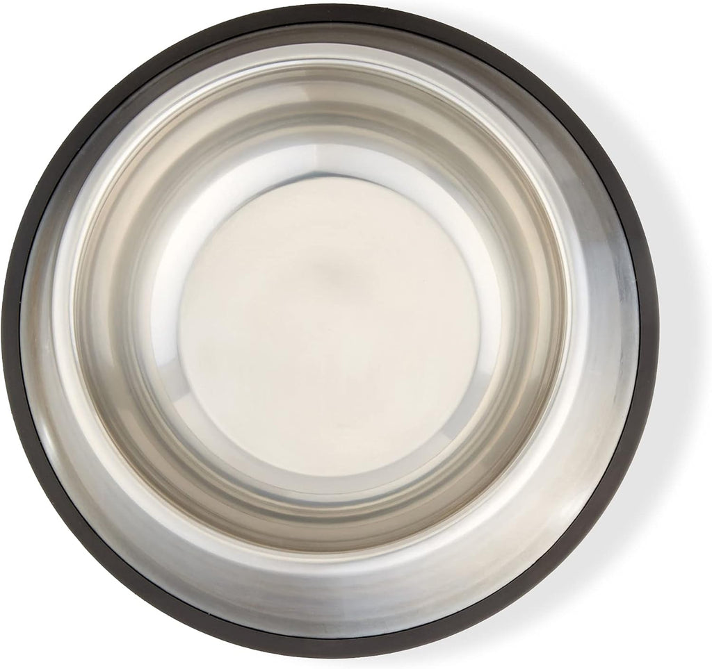 Amazon Basics Stainless Steel Non-Skid Pet Dog Water And Food Bowl, 2-Pack (10 x 2.8 Inches), Each Holds Up to 4 Cups