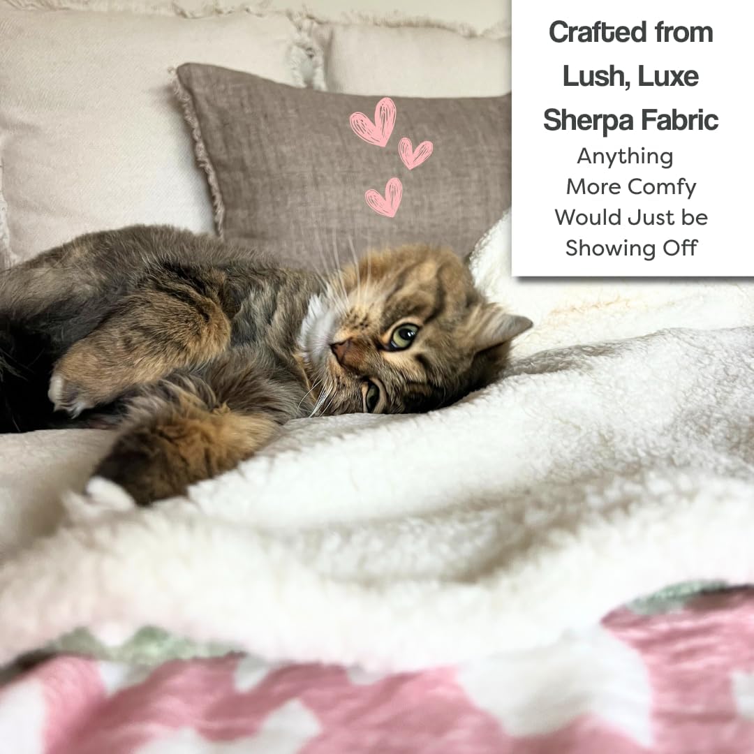 Cat Blanket for Indoor Cats – 29" Soft Sherpa Fleece Pet Throw, Washable Reversible Dog Blanket for Small Dogs, Cats, Kittens, Couch Bed Sofa Car Protector – Yellow