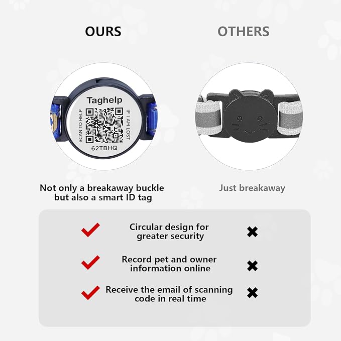 Cat Collar Stars and Moon, Reflective no Bell, Solid & Safe Collars - Image 6
