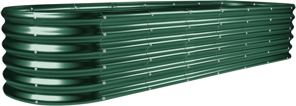 Land Guard 8×2×1.5ft Galvanized Raised Garden Bed Kit, Raised Garden Boxes Outdoor, Oval Metal Raised Garden Beds for Vegetables, Forest Green