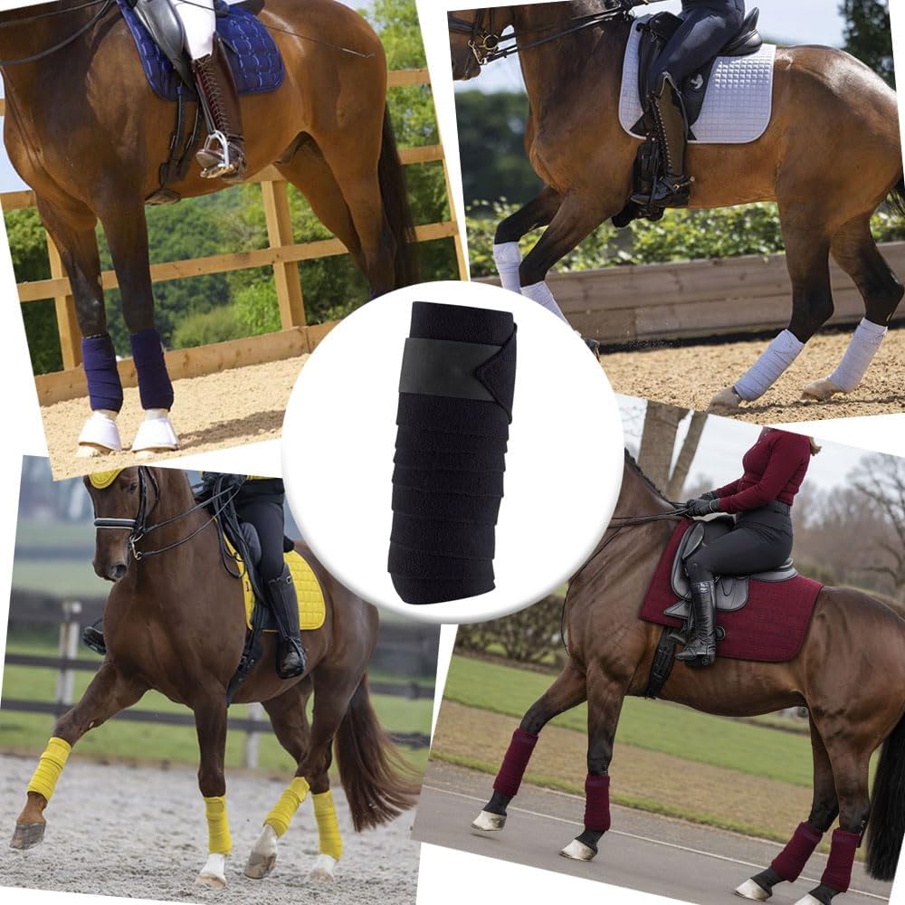 Horse Polo Leg Wraps Soft Fleece Wraps Equestrian Leg Bandage 4-Pack (Cob(8.2ft), White)