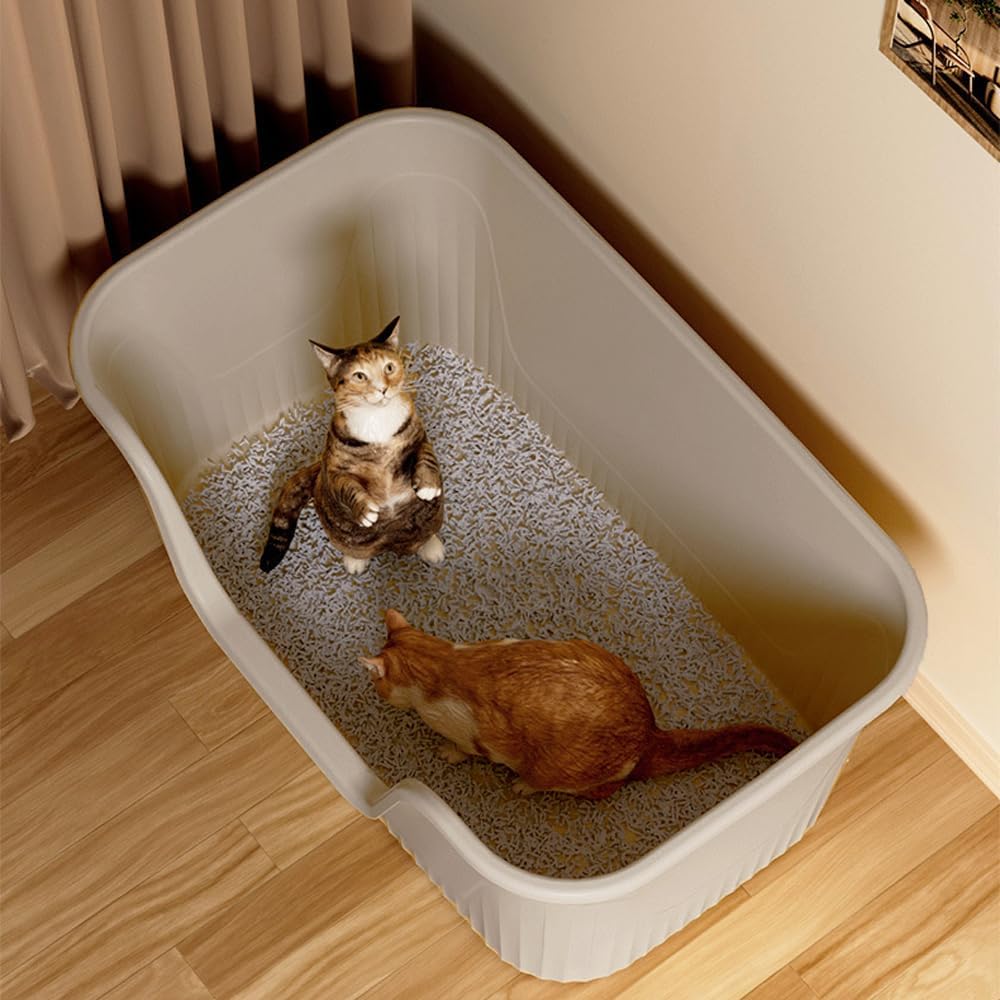 Vealind Extra Large Cat Litter Box 31''×21''×16'', Jumbo Litter Box for Big Cats or Multiple Cats, High Sided Litter Pan, Leak-Proof & Anti-Splashing, Easy Clean & Durable (Grey)