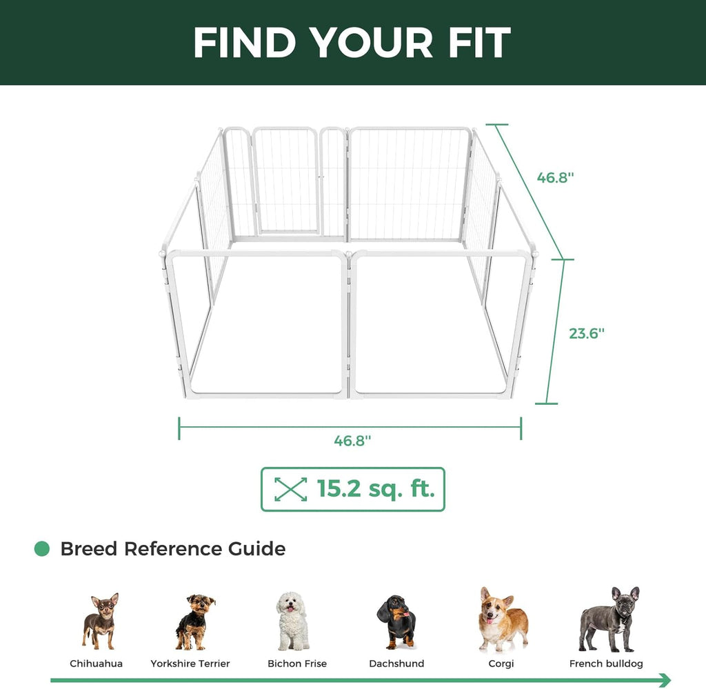 FXW Homeplus Unleashed Indoor Dog Playpen - Stress-Free and Safe Play, Heavy Duty 24 Inch 4 Acrylic Panels + 4 Wire Panels Dog Pen for Puppy and Small Dogs, White│Patented