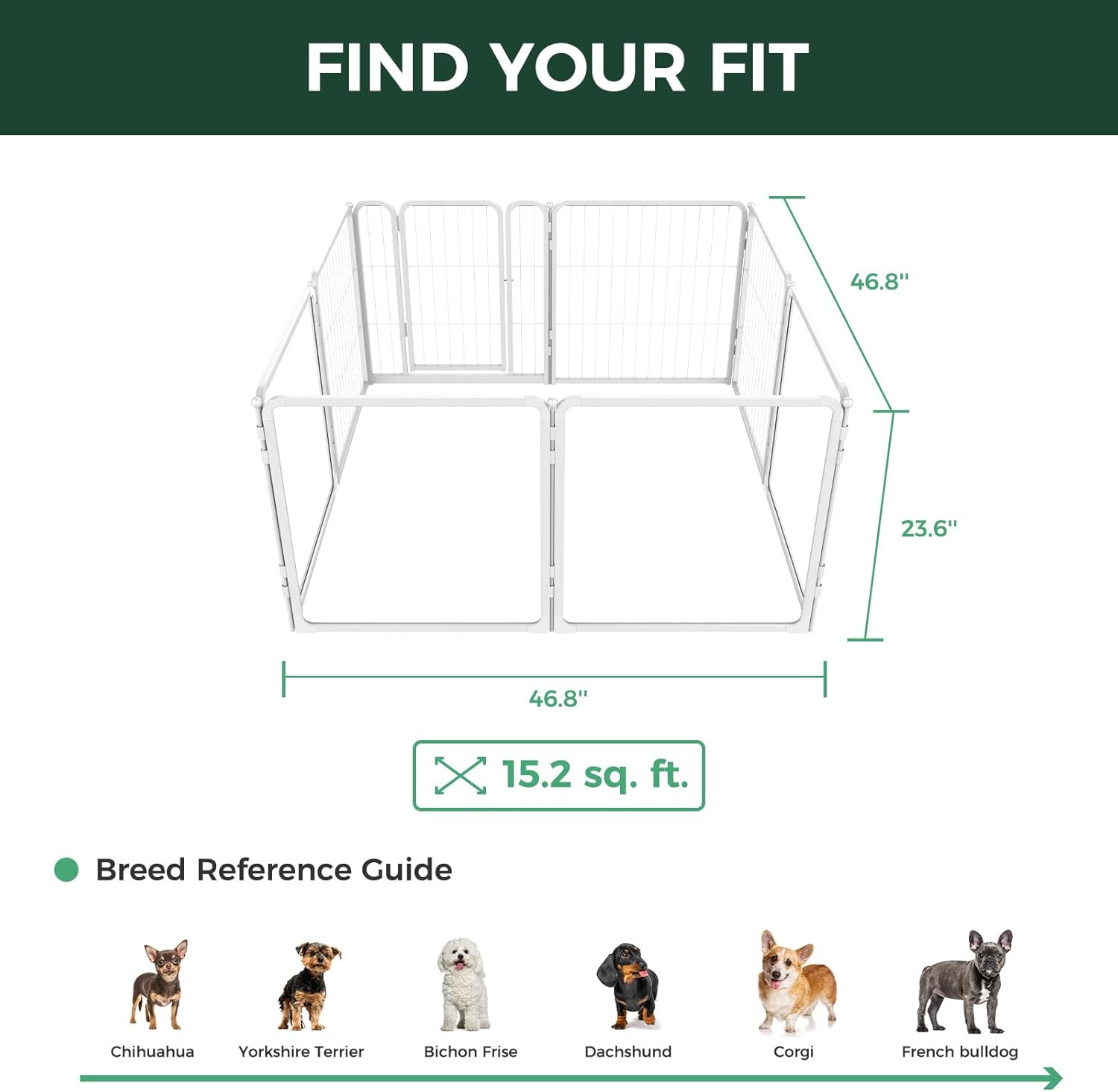 FXW Homeplus Unleashed Indoor Dog Playpen - Stress-Free and Safe Play, Heavy Duty 24 Inch 4 Acrylic Panels + 4 Wire Panels Dog Pen for Puppy and Small Dogs, White│Patented