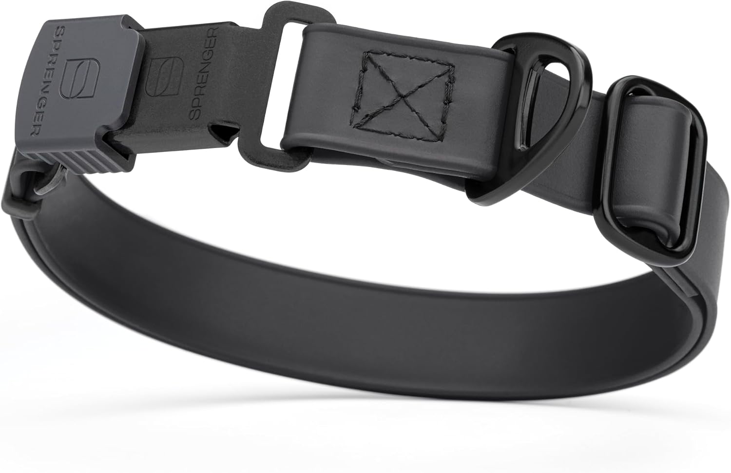 Dogline Biothane Waterproof Dog Collar with Herm Sprenger Stainless Steel Quick Release Buckle – Heavy Duty Tactical Durable Collar for Dogs – Comfortable and Safe Pet Collar, W 3/4" L 12-19", Black