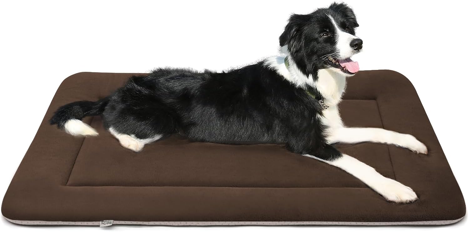 Magic Dog Bed Soft Crate Pad Mat for Medium/Large Dogs, 36 Inches Machine Washable Pet Bed Kennel Pad With Non-Slip Bottom, Dark Coffee