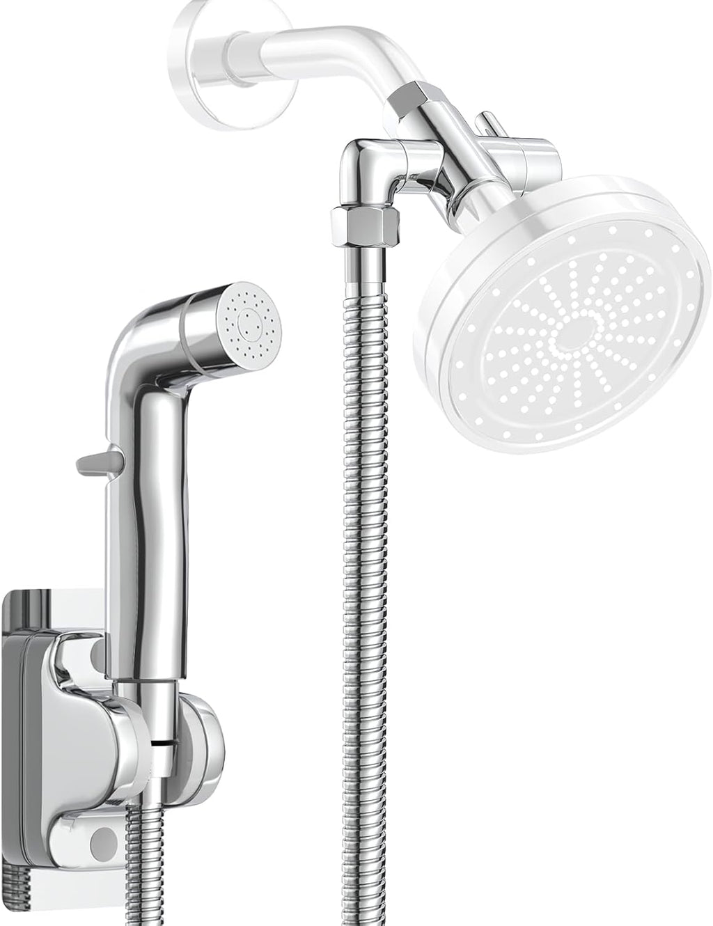 Dog Shower Attachment Metal, YDmeet Pet Washing Hose Attachment for Fast & Clean Bathing, Brass 3 Way Diverter, Adjustable Sprayer wtih Turn Off, 8 ft Hose and Holder, Chrome