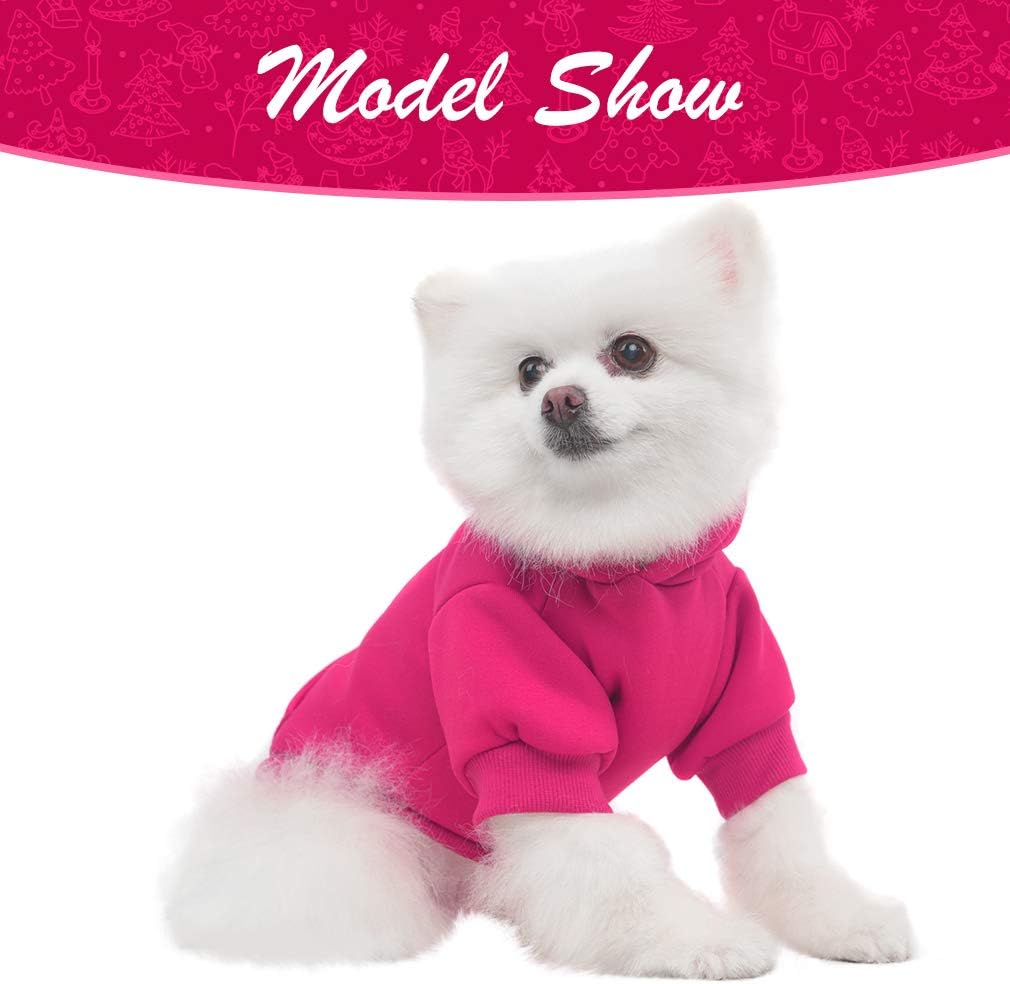 KOOLTAIL Basic Dog Hoodie - Soft & Warm Dog Hoodie Sweater with Leash Hole and Pocket, Dog Winter Coat, Cold Weather Clothes Sweatshirt for Small Medium Large Dogs Puppy Cat Boys Girls Deep Pink S