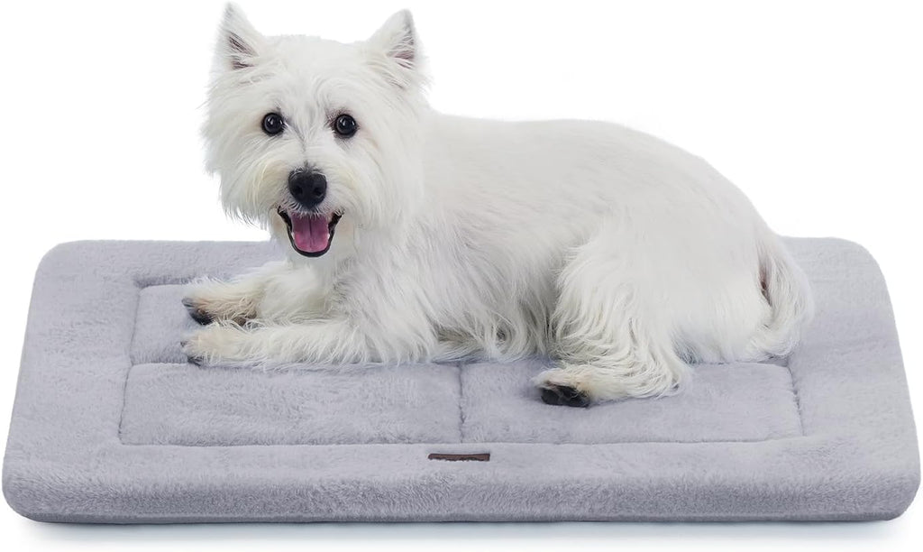 Made4Pets Dog Crate Pad Bed for Small Dogs, Washable & Reversible, Anti-Slip Kennel Mat for Cozy Sleeping, Soft Fluffy Dog Bed for Indoor & Outdoor Use, 24"x18", Gray