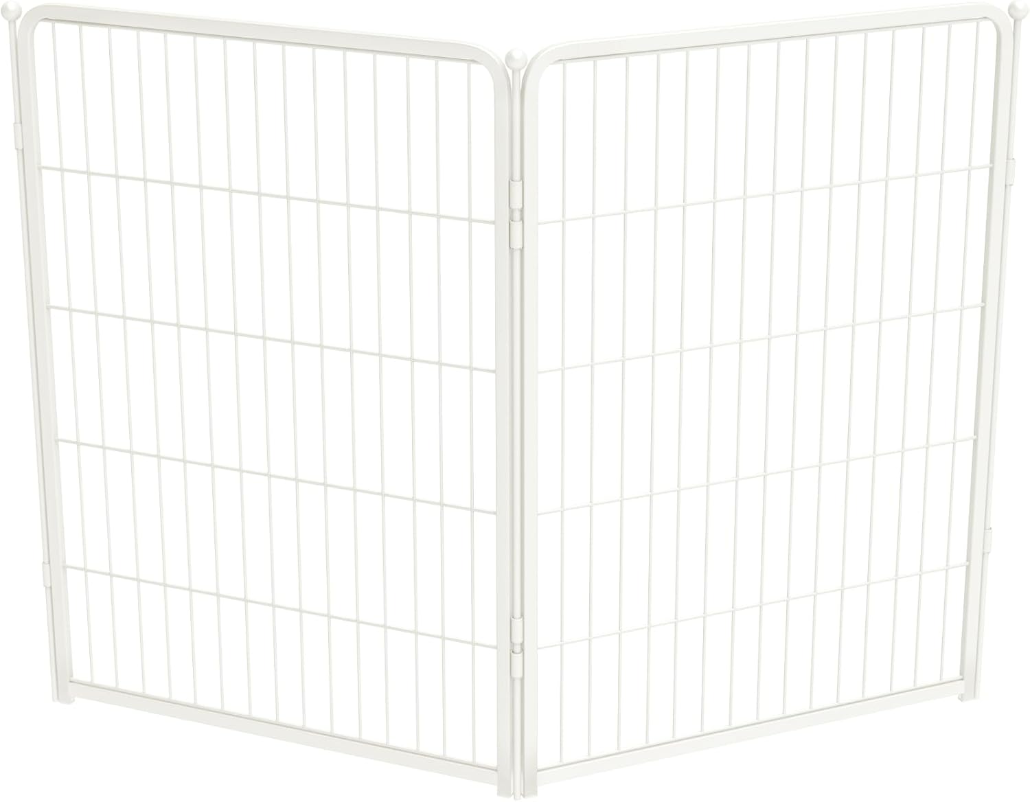 FXW Homeplus Unleashed Indoor Dog Playpen - Stress-Free and Safe Play, Heavy Duty 40 Inch 2 Wire Panels Dog Pen for Medium and Large Dogs, White│Patented