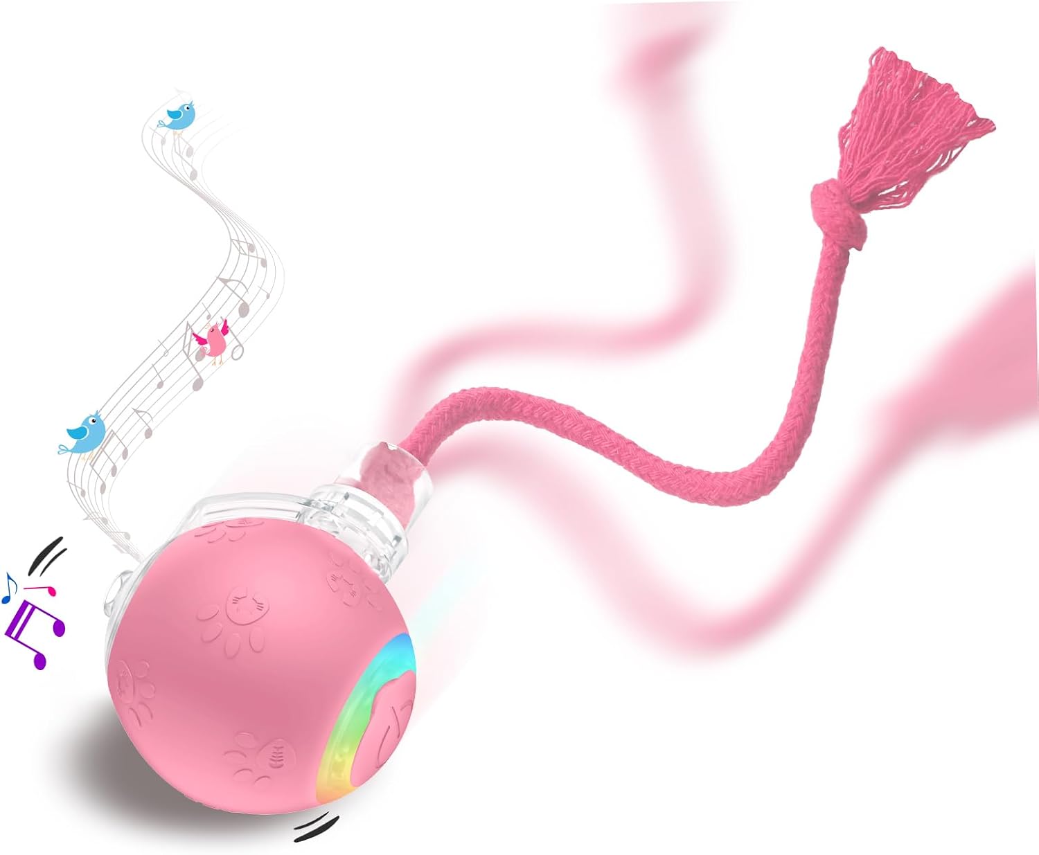 Interactive Cat Toys, Automatic Moving Cat Toys for Bored Indoor Adult Cats, Fast Rolling, Chirping & Motion-Activated Kitty Toys, Fun Gift for Cats with Speedy Tail 2.0, USB Rechargeable,Pink