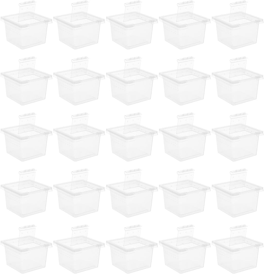balacoo Reptile Feeding Box: 100Pcs Reptile Breeding Box Plastic Transparent Feeding Enclosure Case Hatching Container with Lid for Spider Scorpion Gecko Snake Tortoise