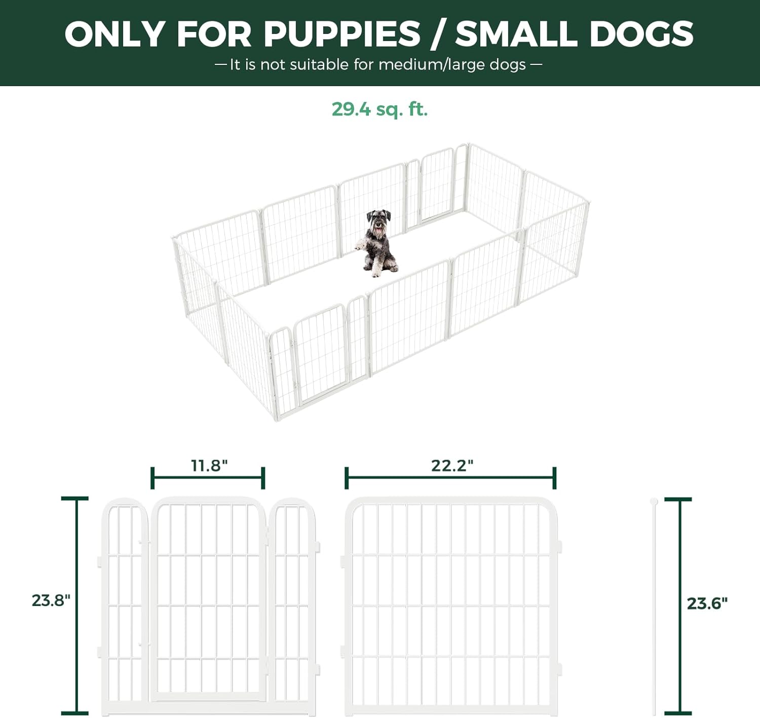 FXW Homeplus Unleashed Indoor Dog Playpen - Stress-Free and Safe Play, Heavy Duty 24 Inch 12 Wire Panels Dog Pen for Puppy and Small Dogs, White│Patented