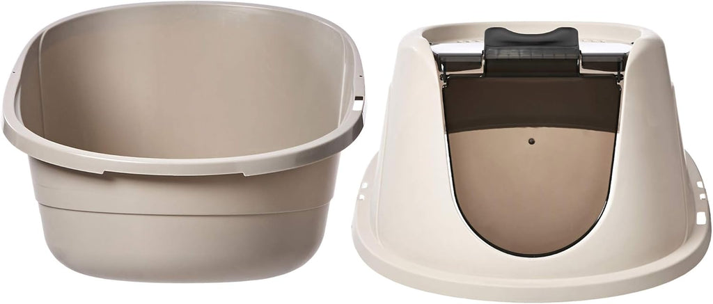 Amazon Basics No-Mess Hooded Enclosed Cat Litter Box, Large, Multicolor, 24 in x 18 in x 17 in