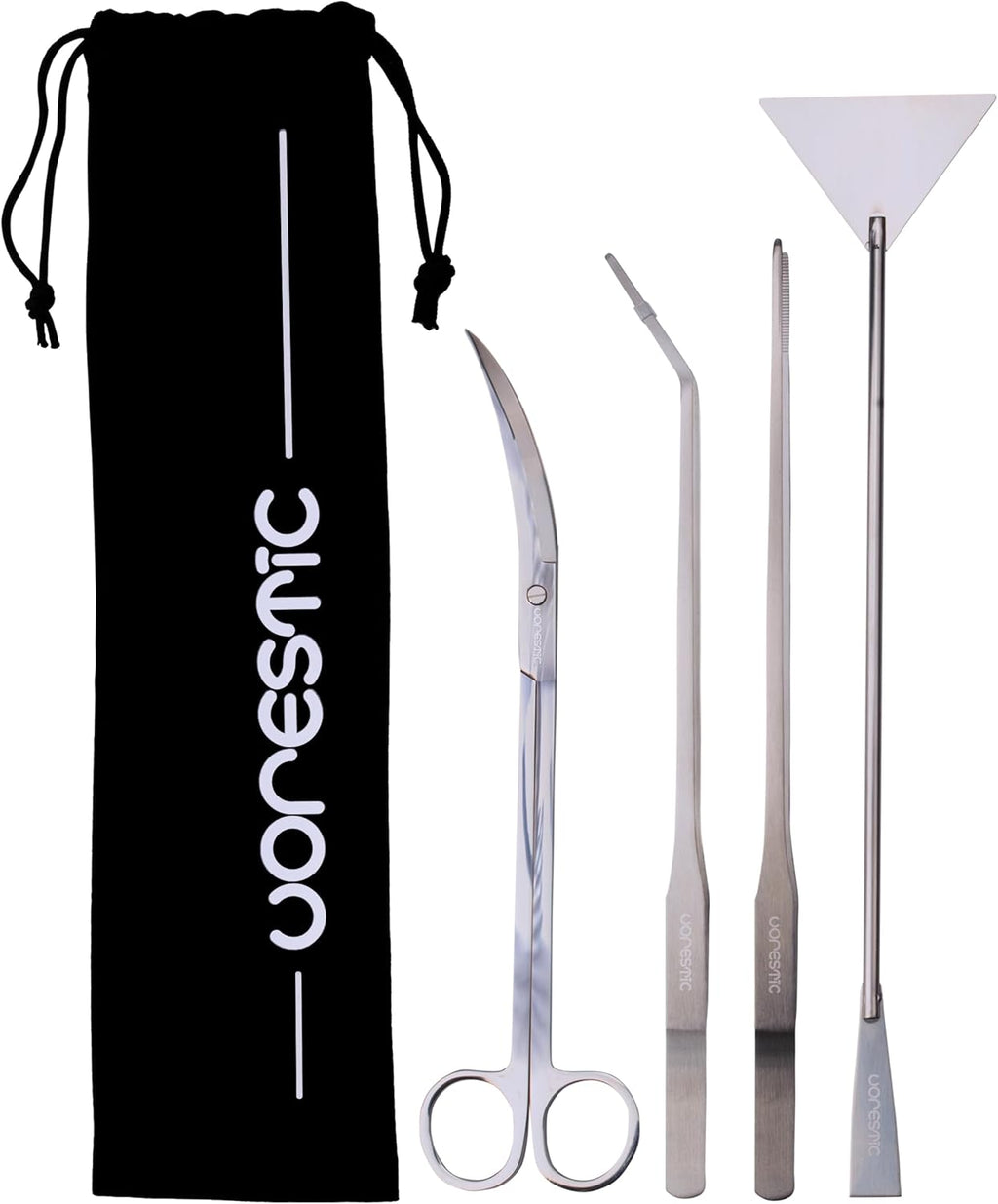 4Pcs Aquascaping Tools, Terrarium Tools, Aquarium Tools Set with Stainless Steel Aquarium Tweezers, Aquarium Scissors and Spatula - Aquascape Tools Set for Trimming, Maintenance