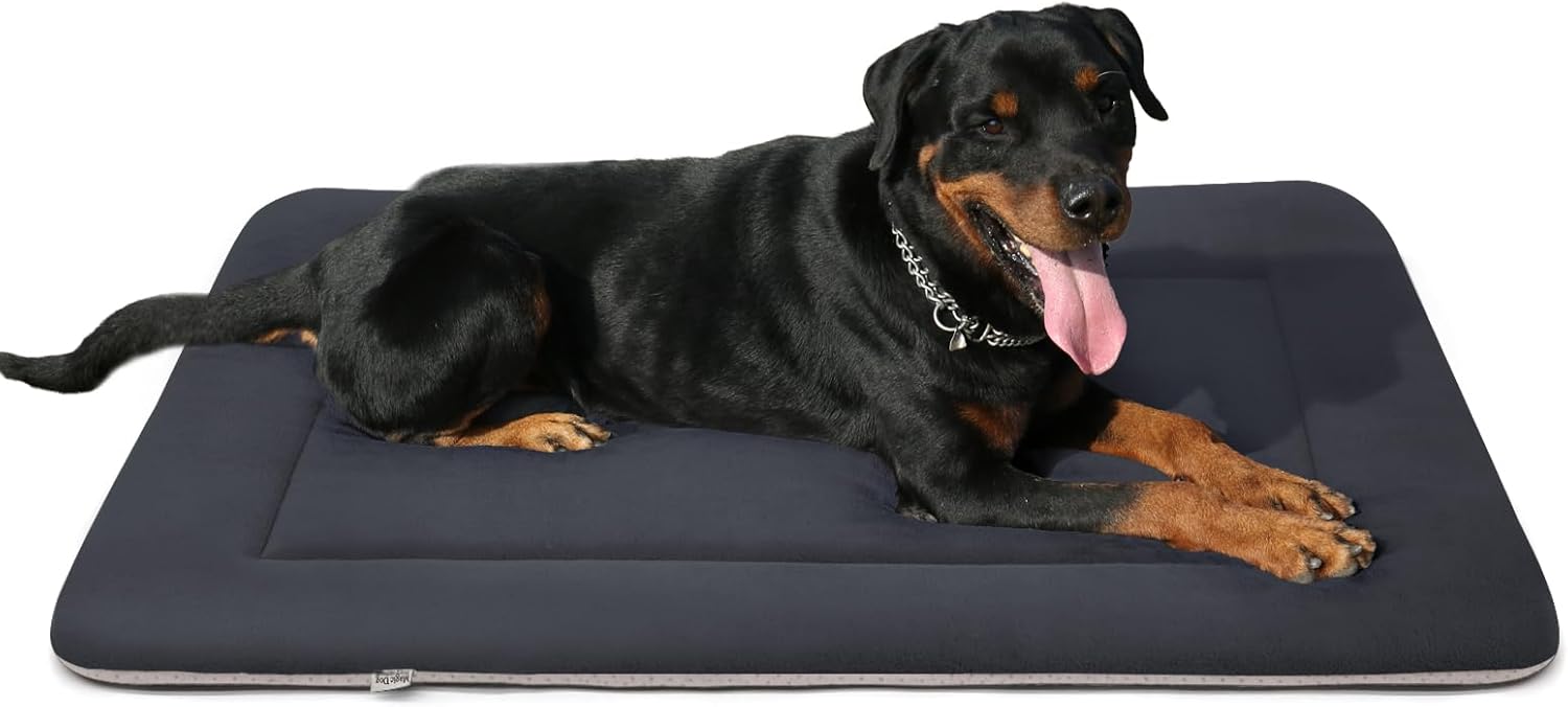Magic Dog Large Dog Bed Soft Dog Crate Pad Dog Mat, 42 Inches Machine Washable Pet Bed Kennel Pad with Non-Slip Bottom, Dark Gray