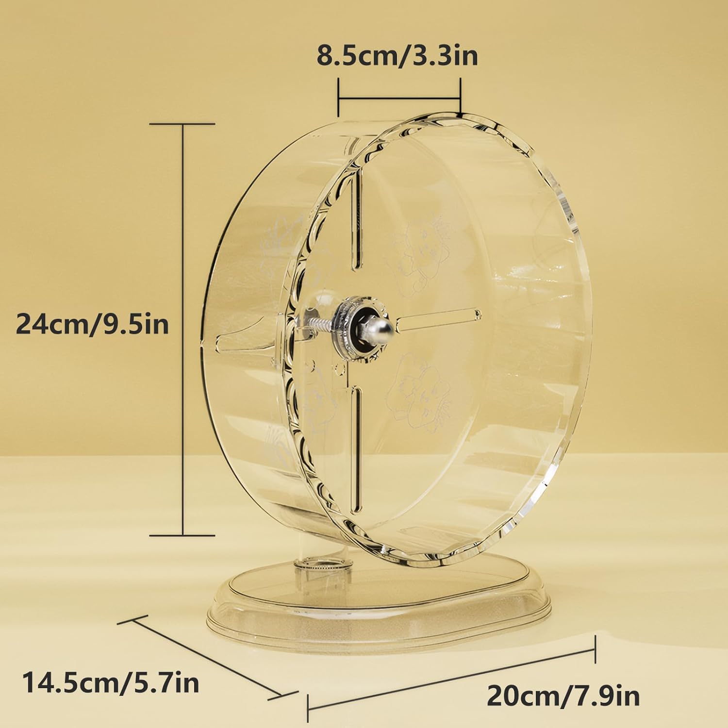 Silent Hamster Wheel – 9.5 Inch Syrian Hamster Running Wheel, Anti-Skid & Height Adjustable, Easy to Clean (9.5inch)