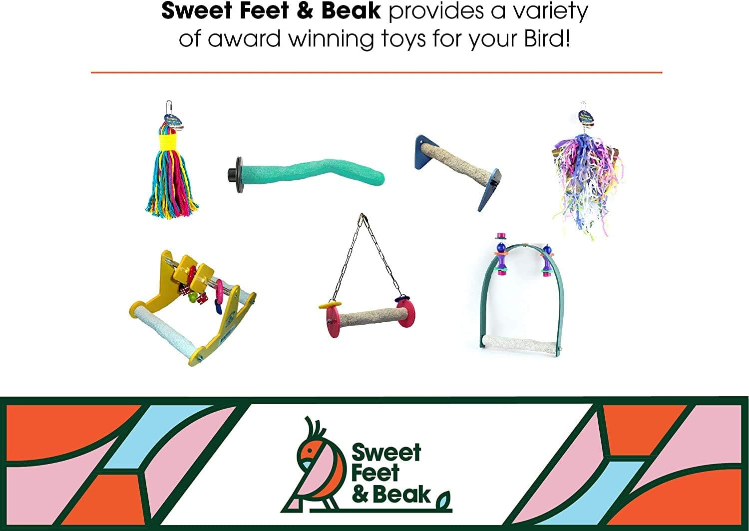 Comfort Grip Safety Perch for Bird Cages - Pedicure Perch for Birds to Keep Nails and Beaks in Top Condition - Safe Easy to Install Bird Cage Accessories - L 13"