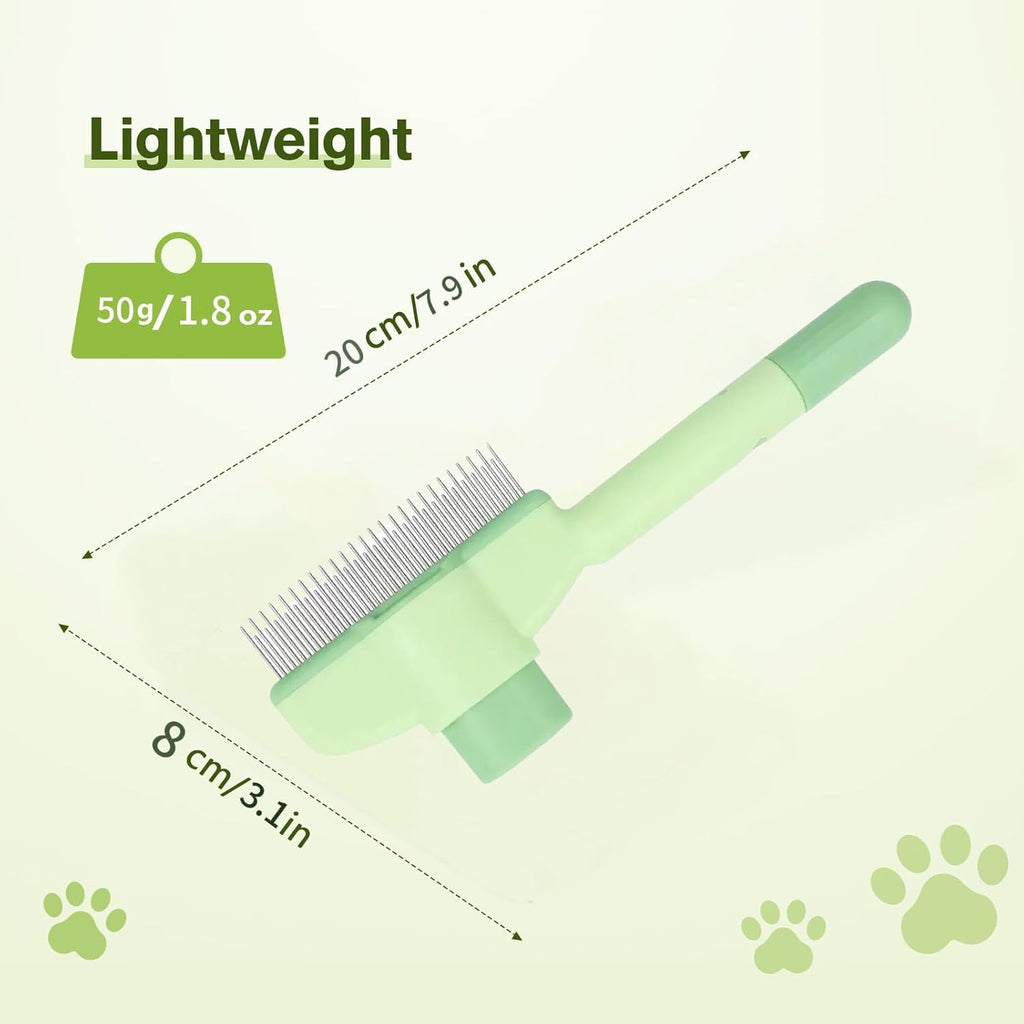 2PCS Self CleaningPetComb Grooming Brush,PetComb for Dogs & Cats, Brush for Cats, Cat dog comb Pet Grooming for Massaging and Cleaning Shedding Hair (Green+Yellow)