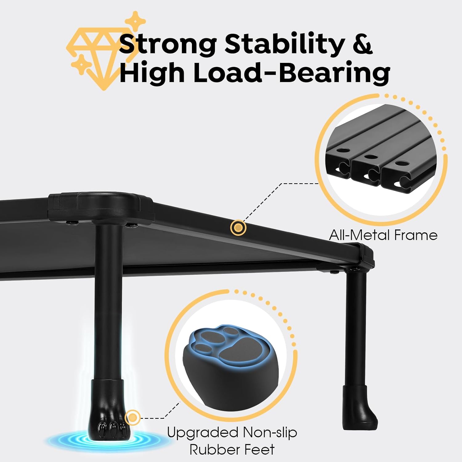 Veehoo Chew-Proof Elevated Dog Bed, Durable Training Platform for Large Dogs, Indoor/Outdoor Raised Pet Cot, Black, 41x27inches, Model CWC2420CP