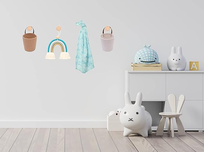 Mila Millie Macrame Wall Hanging | Handmade Woven Tassel Ornament for Home or Nursery Baby Kids Room Decor | Boho Nordic Scandinavian Style (Blue Gold)