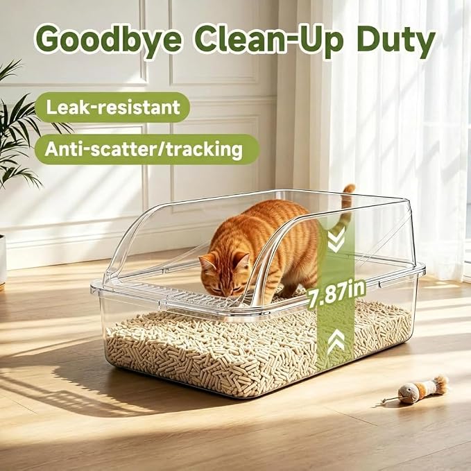 Stainless Steel Litter Box Metal High Sided Extra Large Cat Litterbox, - Image 3