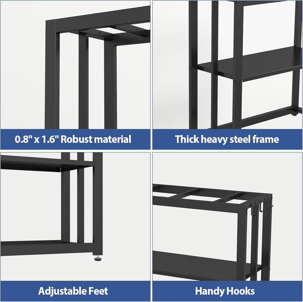 30.7" W x 13" Inch for 20-29 Gallon Long Fish Tank Stand With Storage Shelf, Aquarium Stand With Hooks,Heavy Duty Metal Turtle Reptile Tank Stand, Easy Assemble
