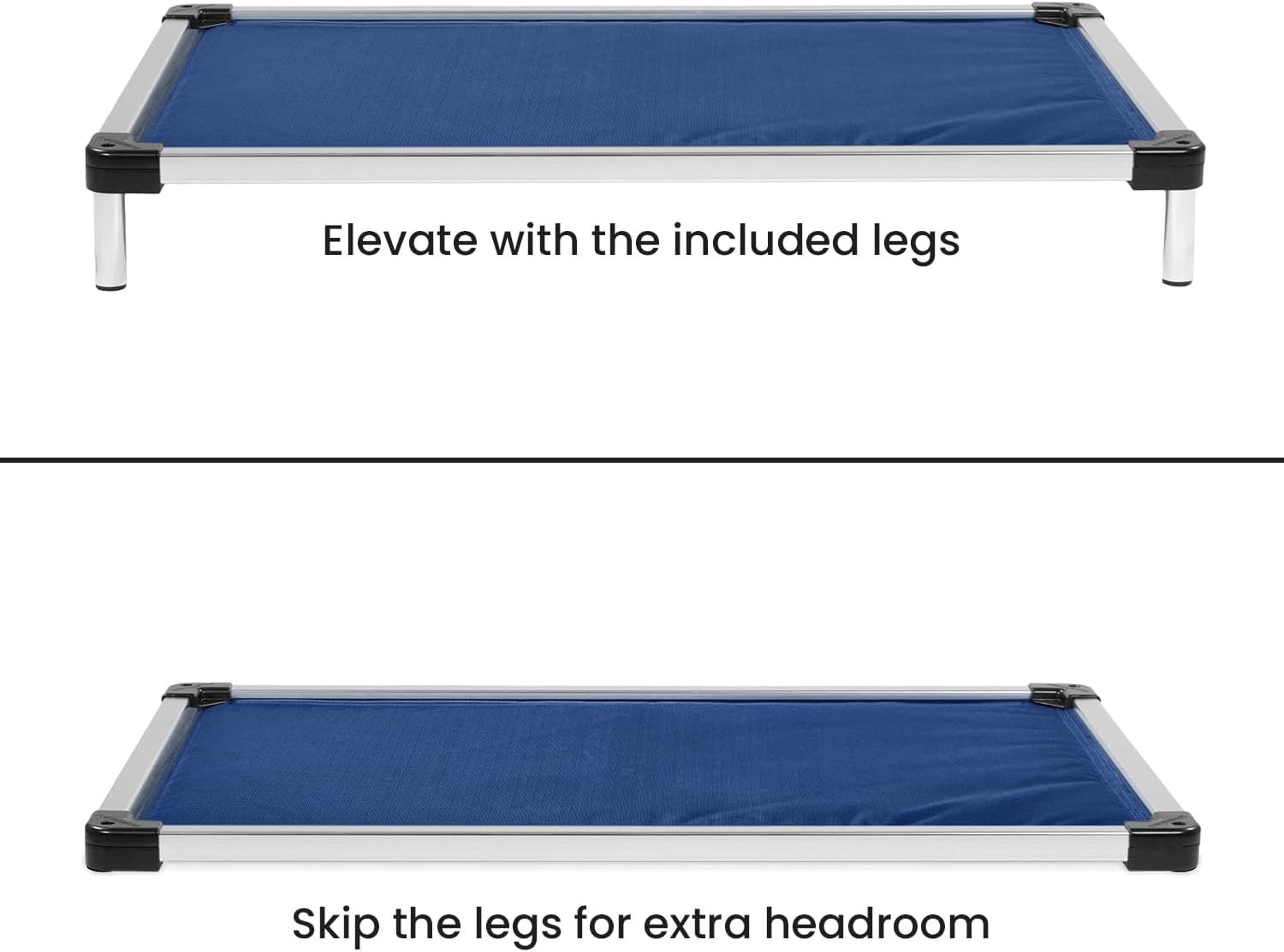 K9 Ballistics Chew Proof Armored Padded Dog Crate Bed, Virtually Indestructible, Legs Included (Blue Quartz, Large (41" L x 27" W x 5" H))