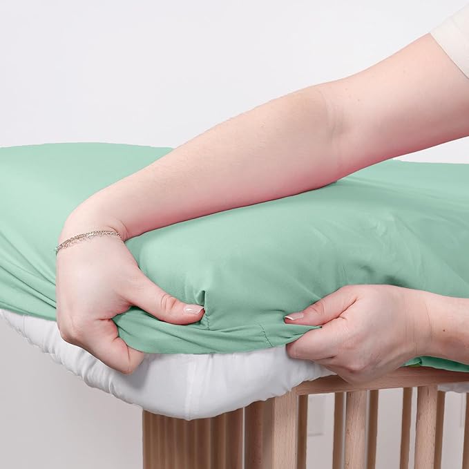 The Peanutshell Crib Sheets, Neutral, Fitted Baby Bed Sheet Set, Standard Size Crib Mattress, 52x28, Boho Nursery Decor, 4 Pack in White, Green, Brown, Teal