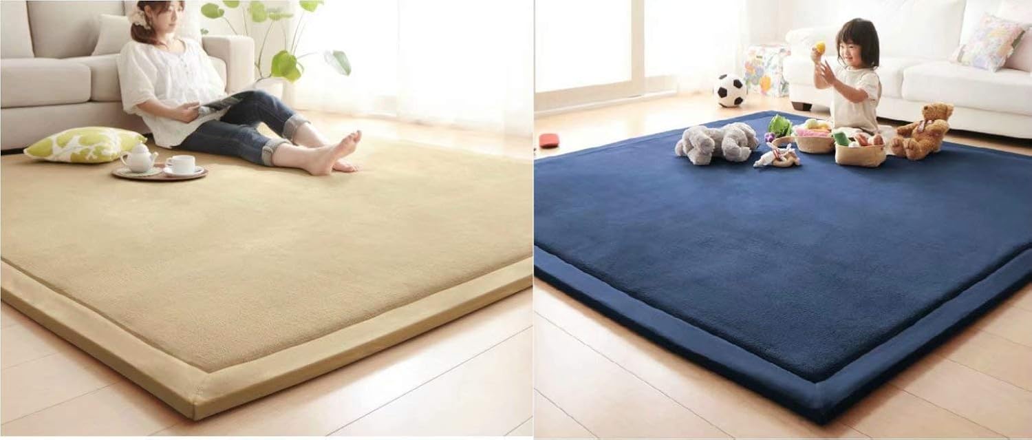 Baby Play Mat, V-mix Handmade weaving Plush Foam Play Crawling Rugs for Baby, Children Play Blanket, Yoga Mat, Exercise Mat-Cushy- Soft & Thick Hypoallergenic, Non-toxic