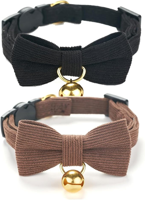 2 Pack Soft Corduroy Cat Collars by Ewinoom