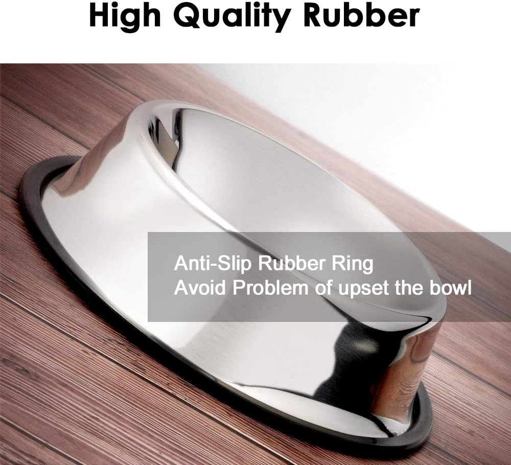 Stainless Steel Dog Bowls, 1.5 Cup/12oz Cat Bowl Water and Food with Rubber Base, Pet Bowls for Small Dogs, Cats, Puppy, Rabbit and Kitten, 3Pack
