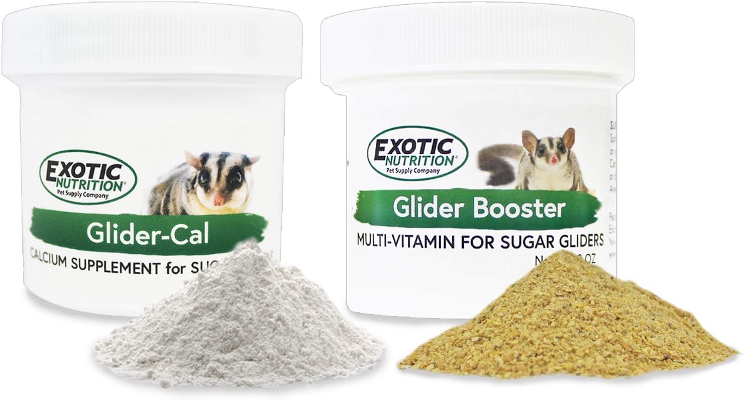 Exotic Nutrition Sugar Glider Vitamin Combo Pack - Powder Multivitamin & Powder Calcium Supplement for Pet Sugar Gliders