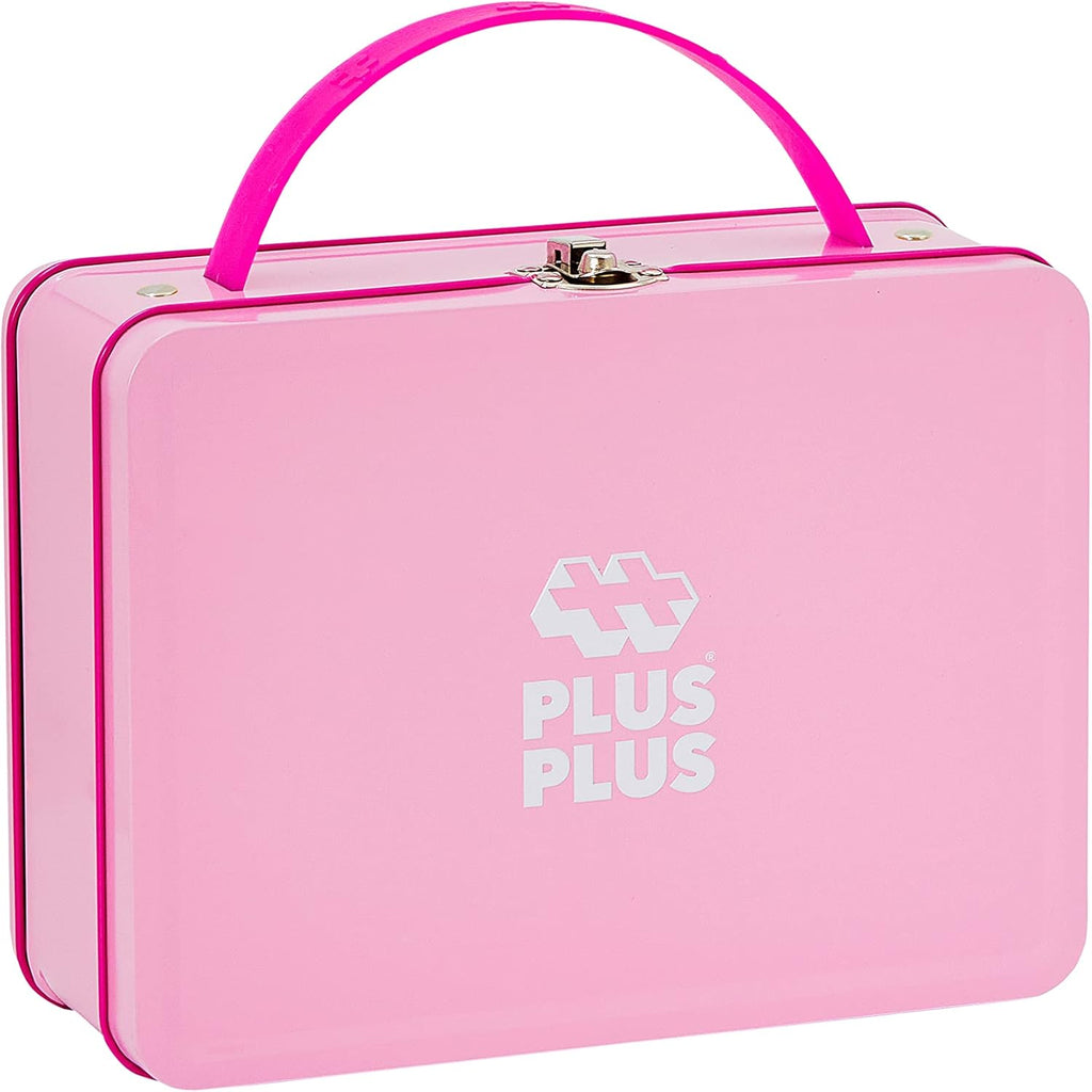 PLUS PLUS Building Set with Metal Suitcase, Open Ended Stem Toy for Toddlers and Preschool, 70 Big Pastel Interlocking Pieces