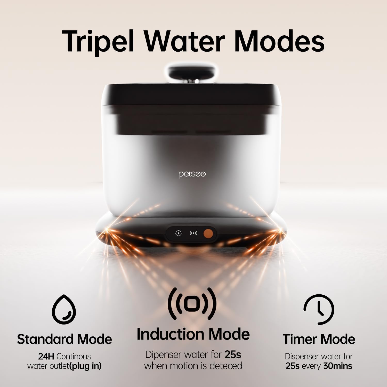 Thermostatic Automatic Pet Water Fountain, Cordless Pet Water Dispenser, Automatic Heating, 4.5L with Stainless Steel Tray for Cats Dogs Multiple Pets Indoor, S7 Plus Grey