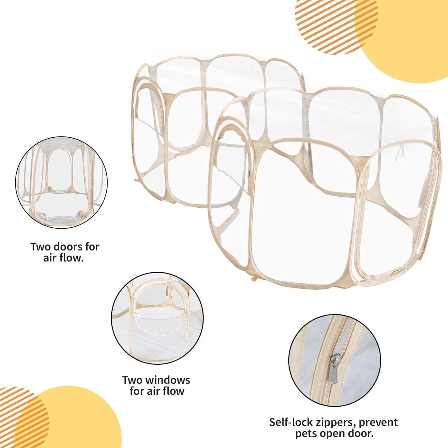 Cold Resistant Cat Playpen PVC Dog Playpen - Portable & Foldable Indoor Outdoor Puppy Playpen - Insulated 2-Room Dog TentCrate Cage Kennel, Playpen for Kitten, Small Animals Play Pen