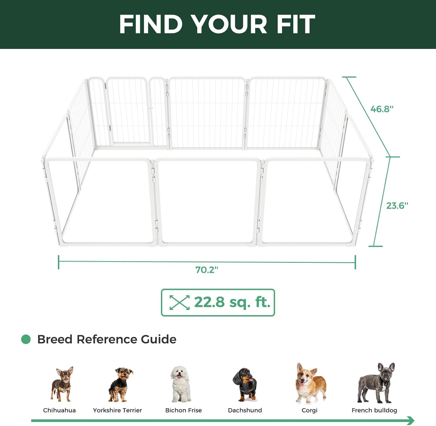 FXW Homeplus Unleashed Indoor Dog Playpen - Stress-Free and Safe Play, Heavy Duty 24 Inch 5 Acrylic Panels + 5 Wire Panels Dog Pen for Puppy and Small Dogs, White│Patented